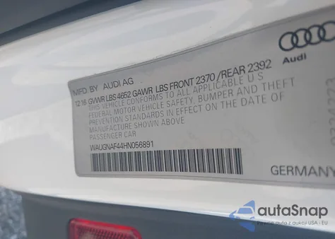 2017 Audi A4 2.0T Premium from USA, damaged, VIN WAUGNAF44HN056891